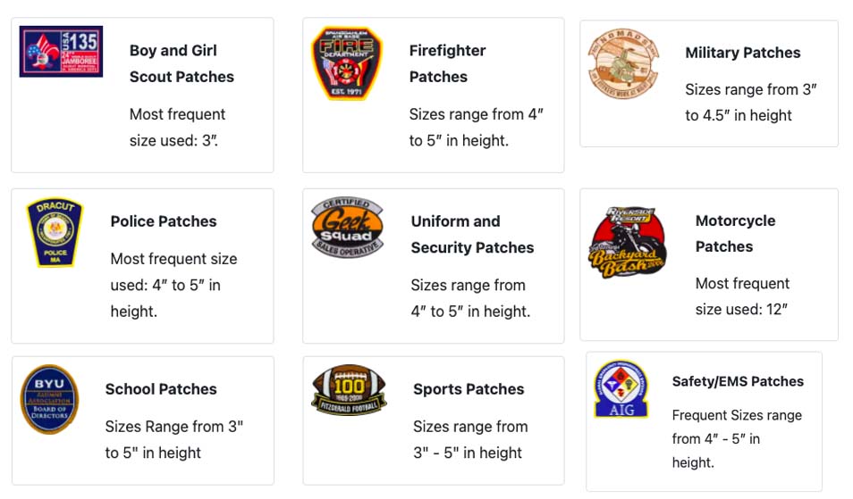 custom patches size