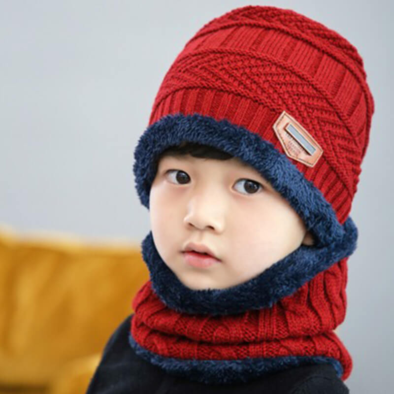 winter hat wholesale bulk knit hat coral fleece neck warmer
