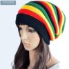 Multi-Colour Jamaican Rasta Hat Slouchy Baggie Beanie Knit Cap Wig Costume Accessory