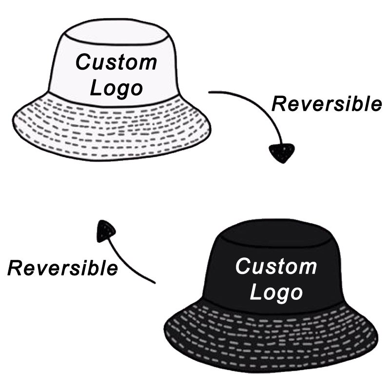 Custom Bucket Hat Embroidered Custom Fishing Reversible Cap Printed  Double-Sided - CNCAPS