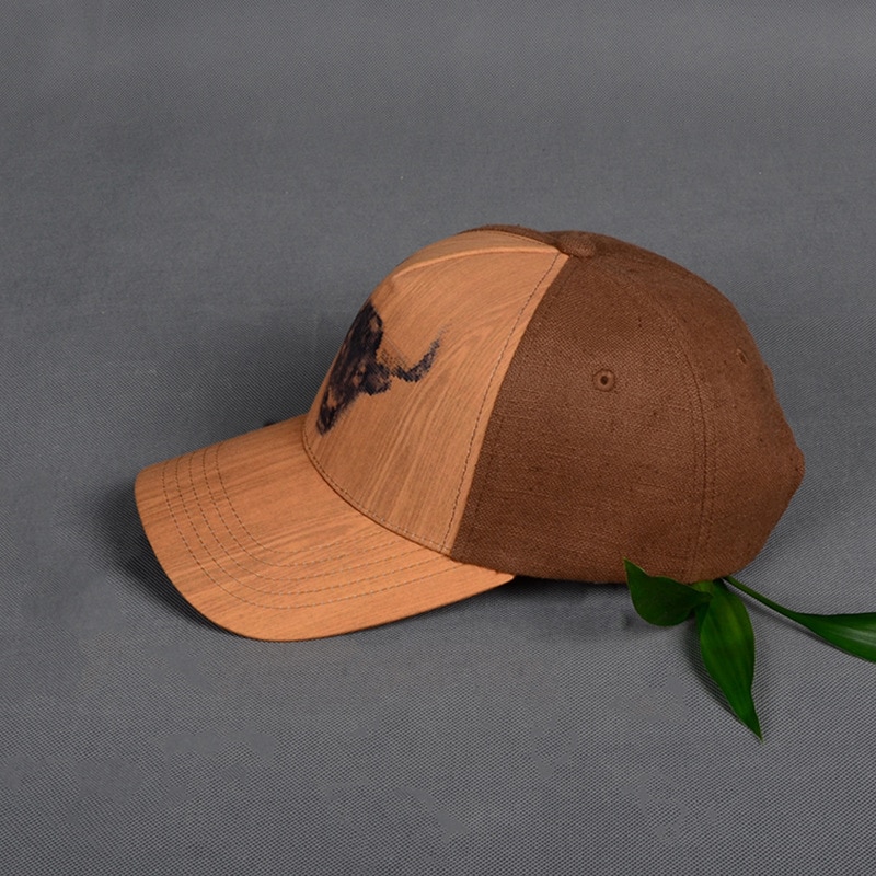 Cork Wood Linen Texture Baseball Caps with Printing Cow Trucker Hat Men  Sport Caps