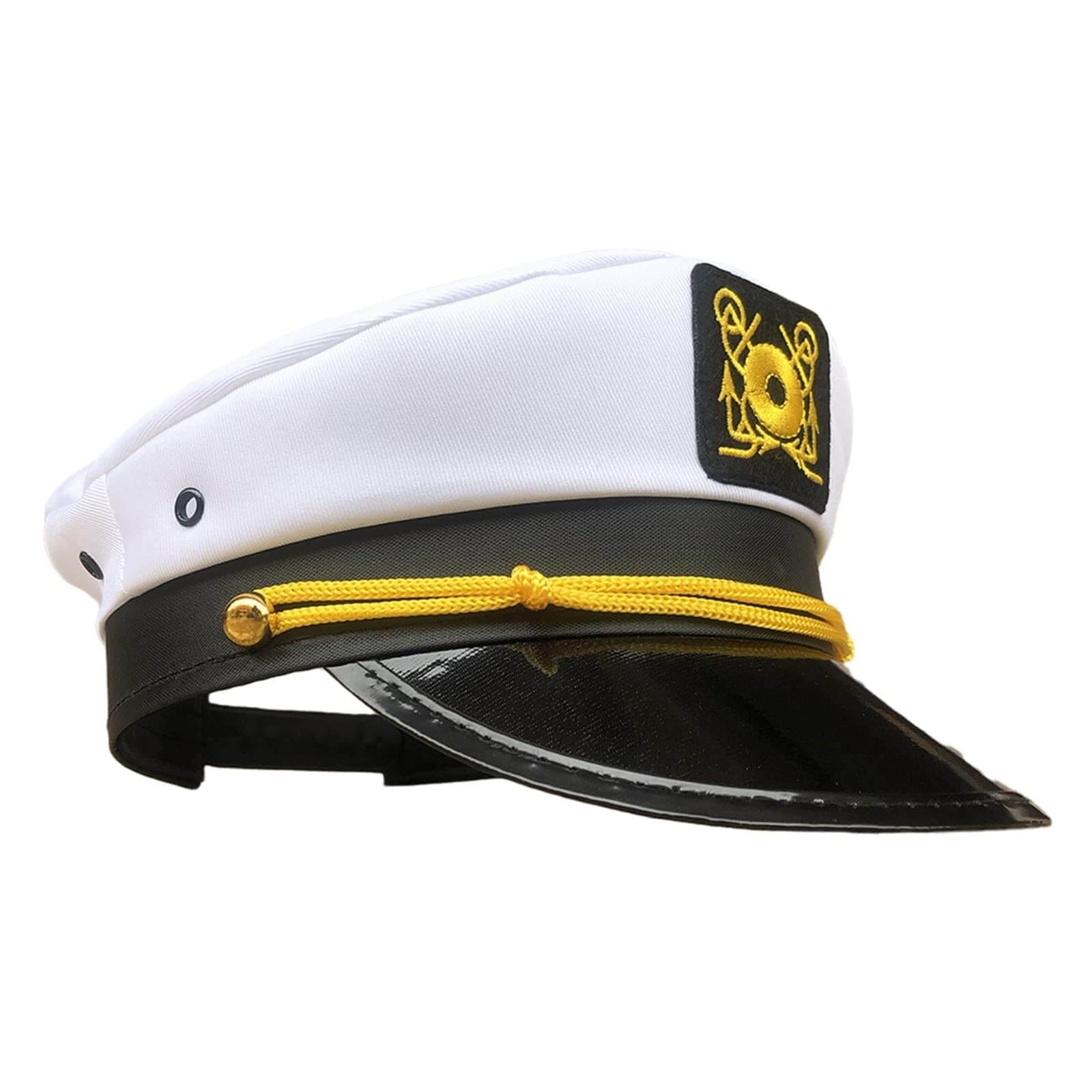 Customizable Captain Hat Yacht Boat Navy Sailor Ship Cap for Kids Marines  Costume Accessory white, black