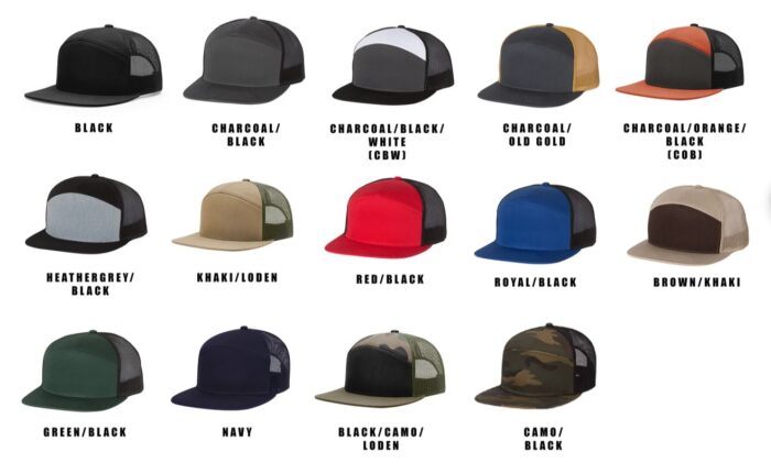 richardson seven panel hats color options