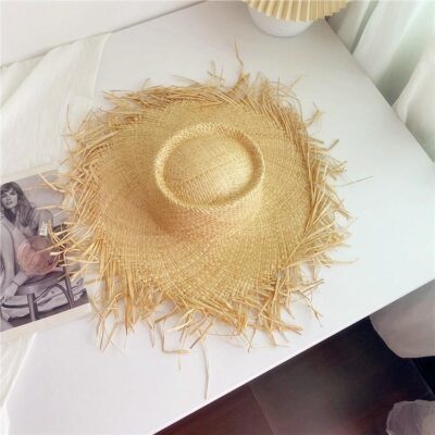 natural raffia straw Oval Top Hat