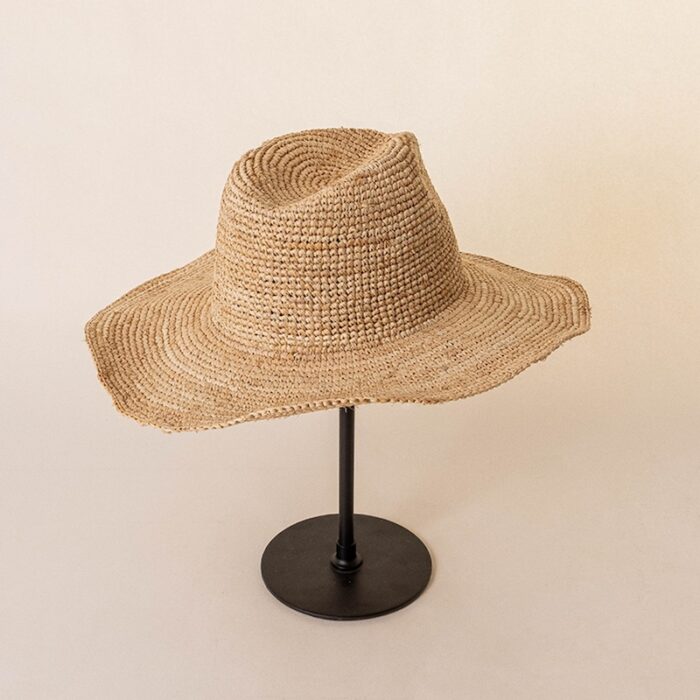 raffia straw hat custom metal wire frame brim