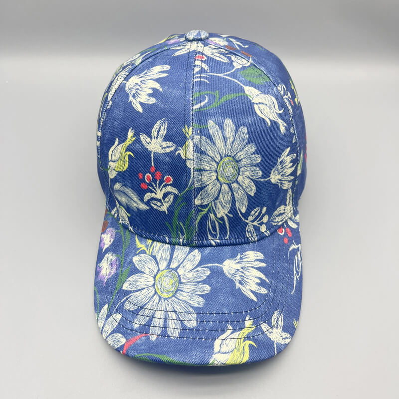 Wholesale Floral Baseball Caps Custom All Over Print Sustainable Options Blue