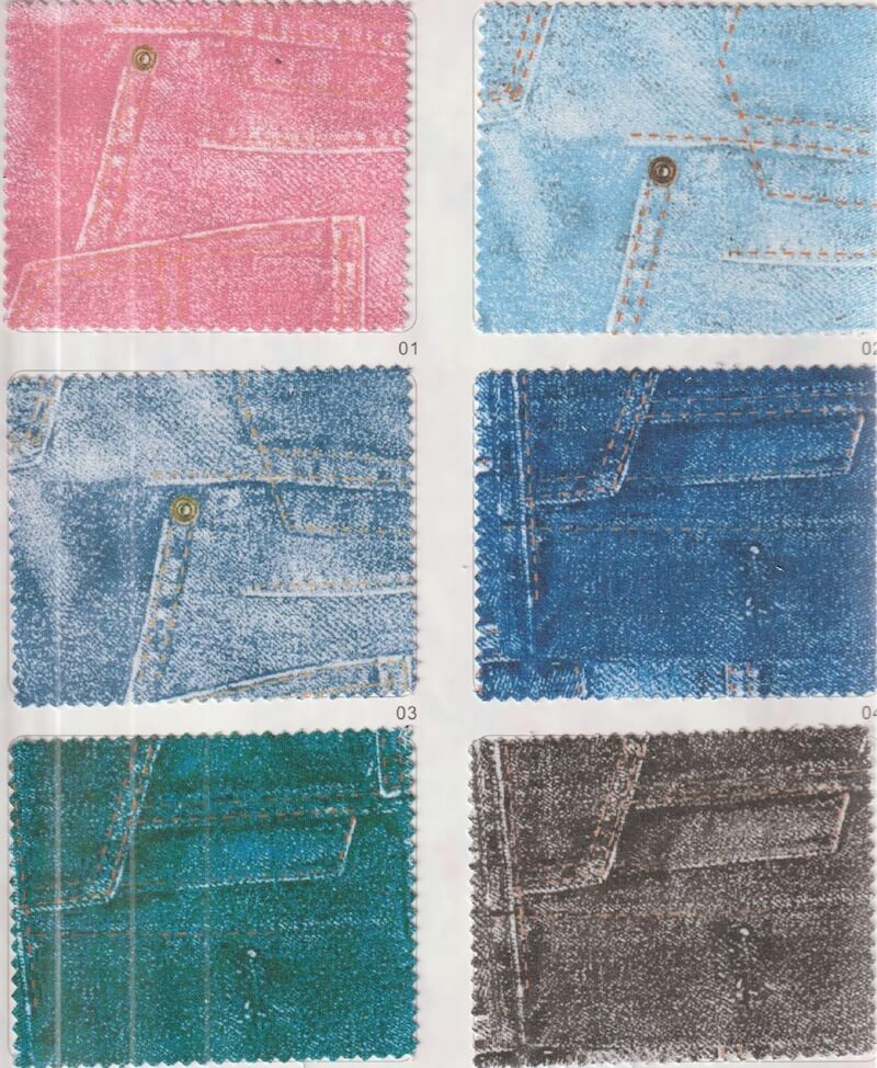 Denim fabric pocket printing pattern distressed washed vintage