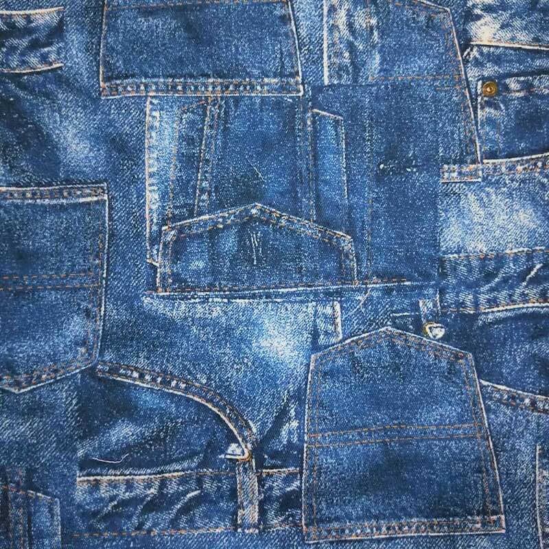 Denim fabric pocket printing pattern distressed washed vintage