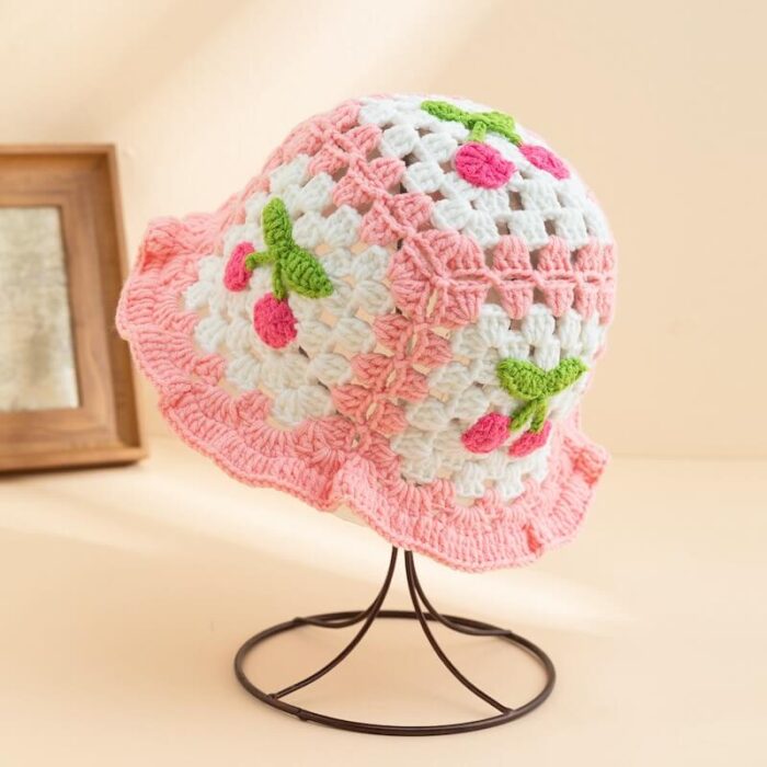 handmade crochet bucket hats floral casual boho style