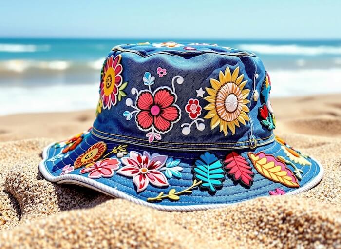 embroidered patch bucket hat