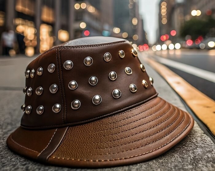 leather bucket hat